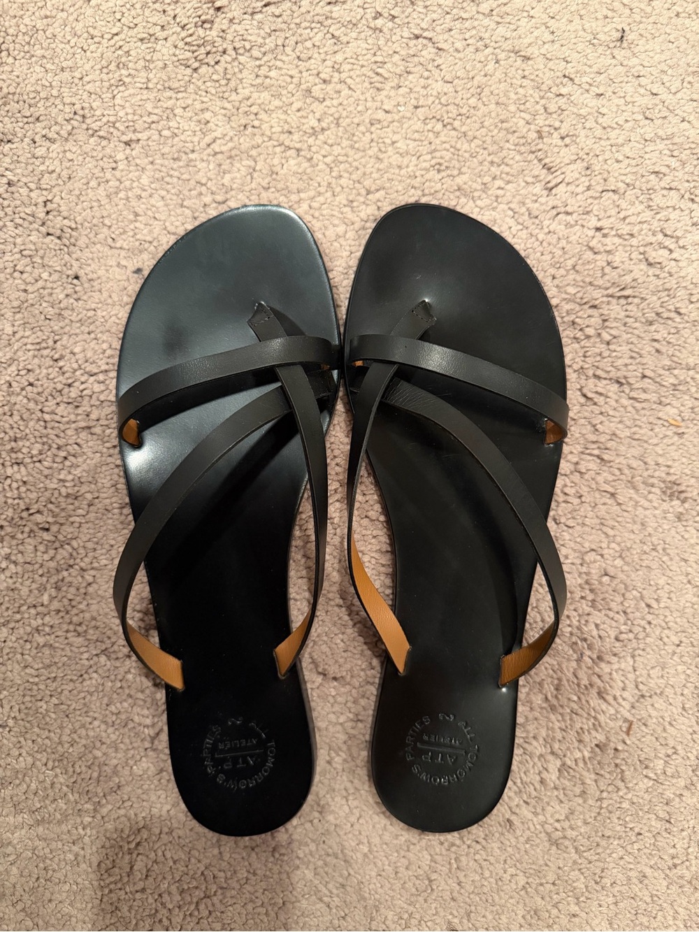 ATP Atelier Black Vacchetta Anise Sandals